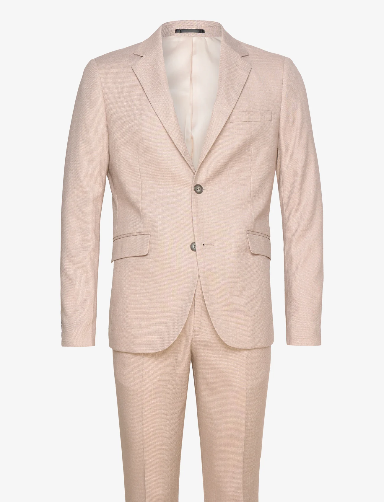 Lindbergh - Structure stretch suit - double breasted suits - lt sand - 0