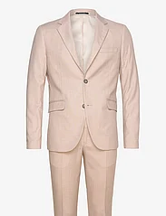 Lindbergh - Structure stretch suit - double breasted suits - lt sand - 0