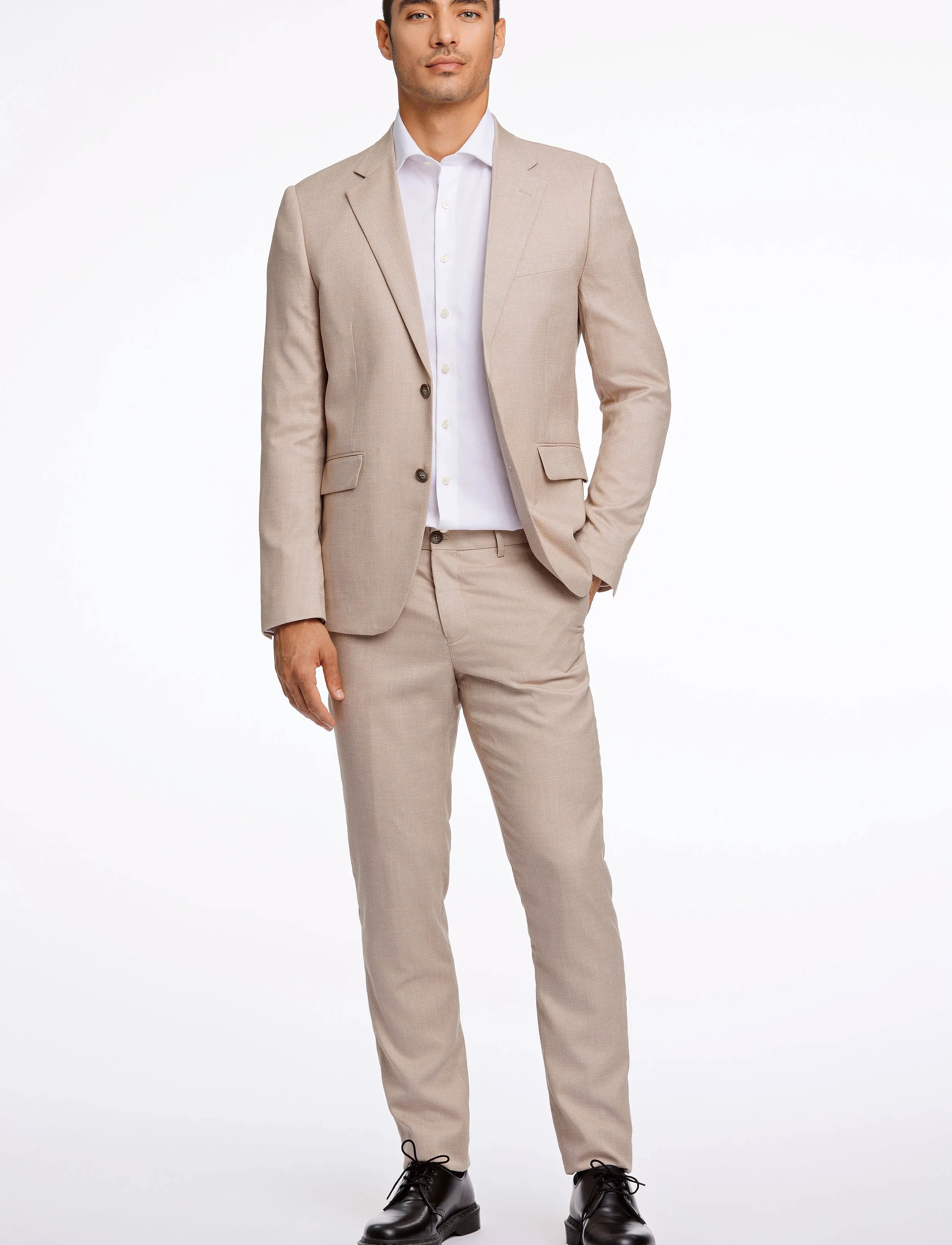Lindbergh Structure Stretch Suit, 58, Suits & Blazer, Beige - Suits, Männerswear