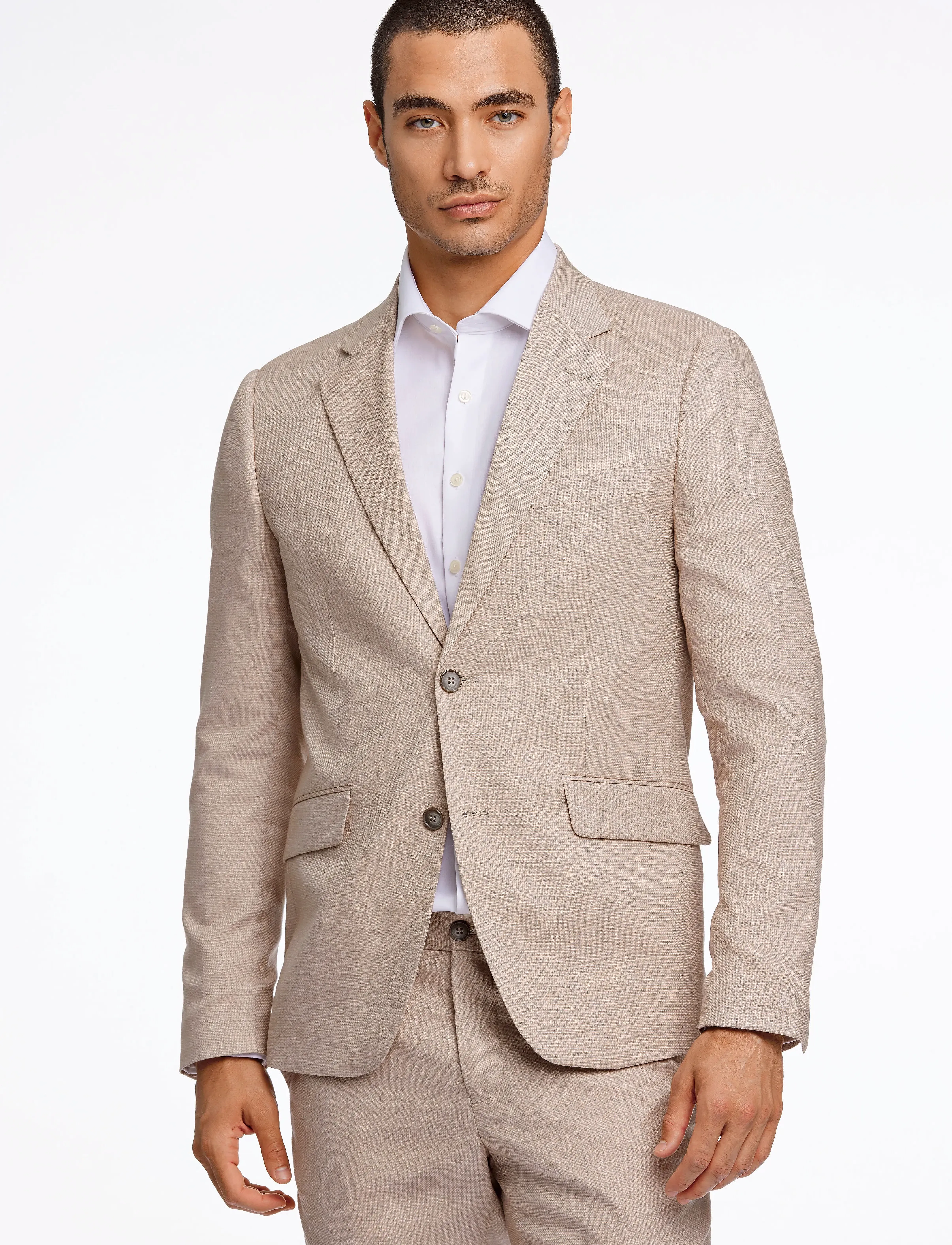 Lindbergh - Structure stretch suit - kostymer - lt sand - 5