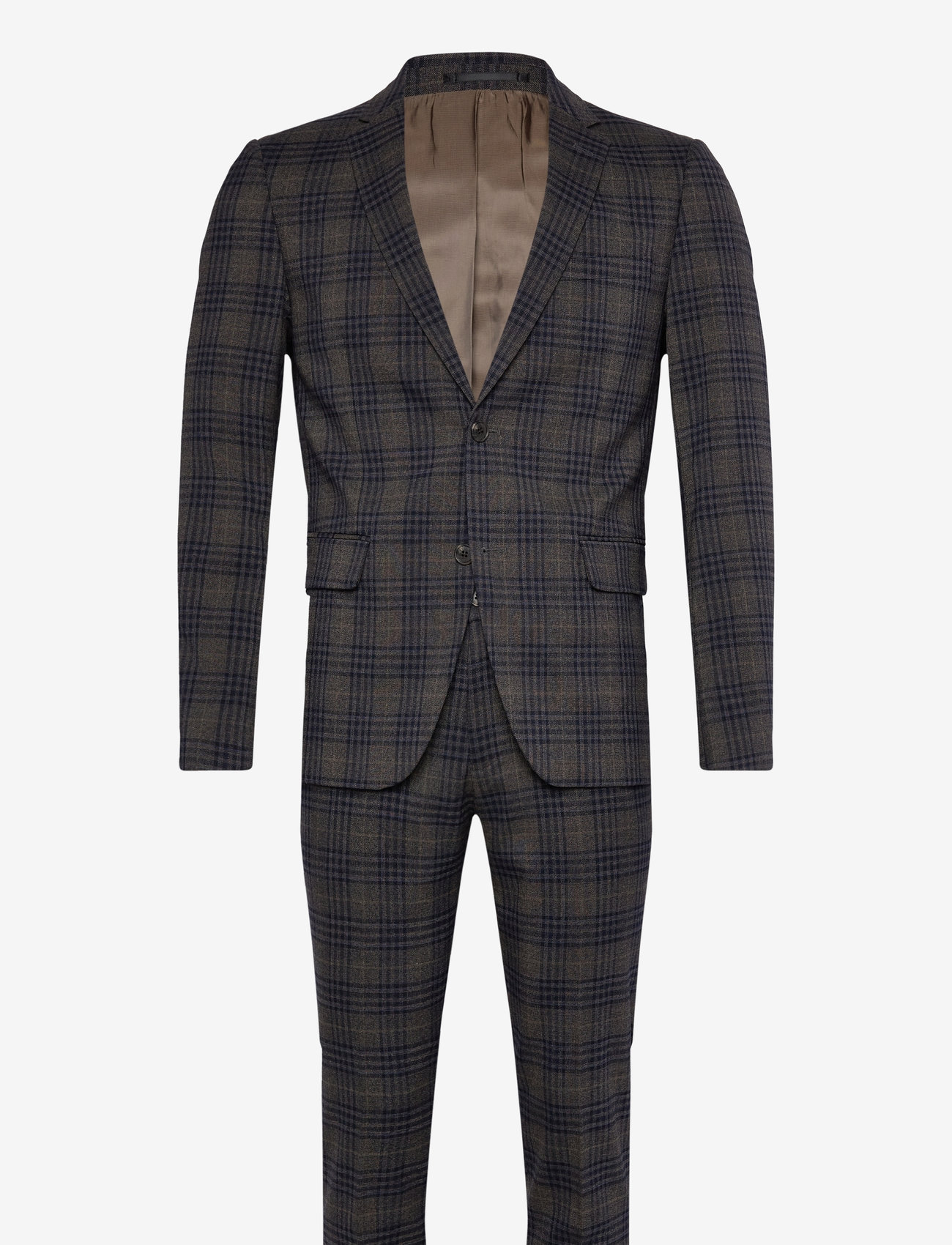 Lindbergh - Checked stretch suit - zweireiher anzüge - dk brown - 0