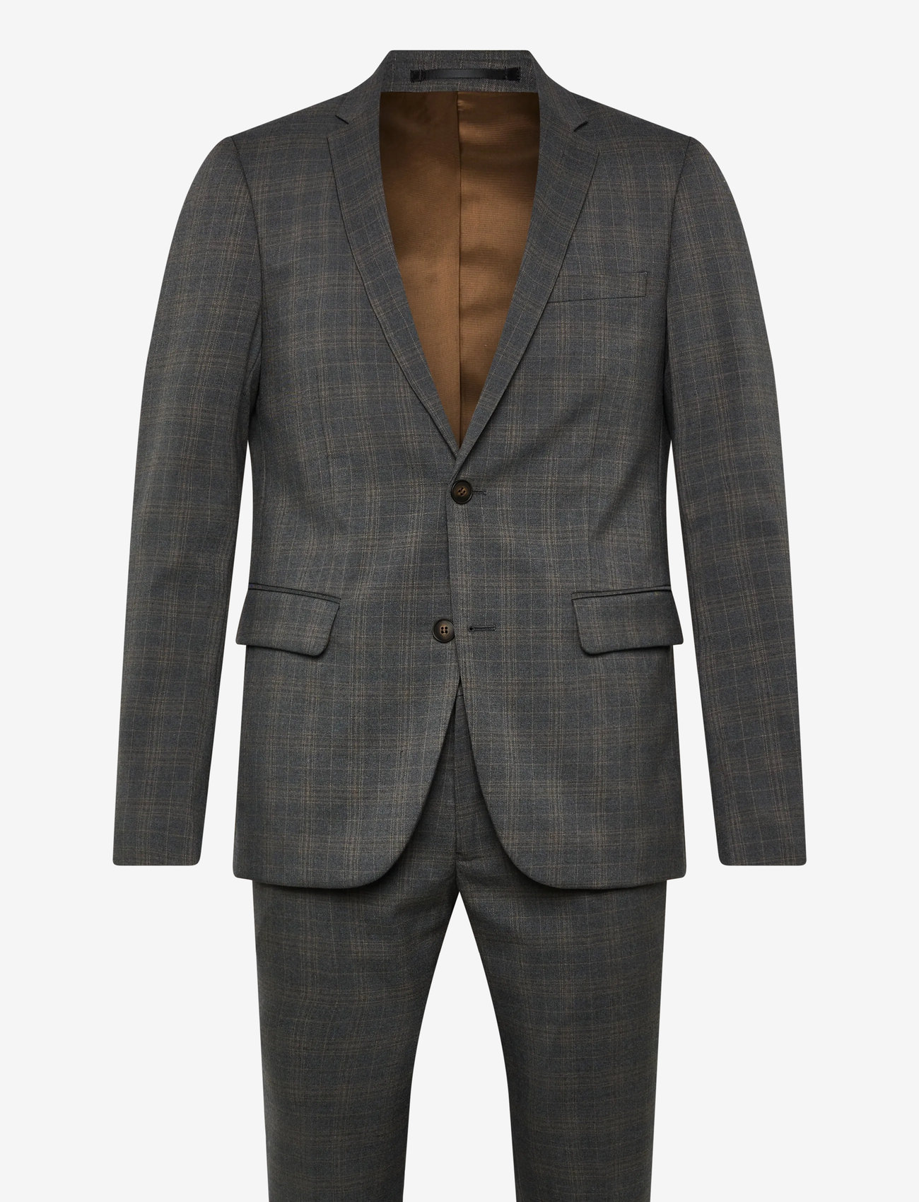 Lindbergh - Checked melange suit - anzüge - dk grey mel - 0