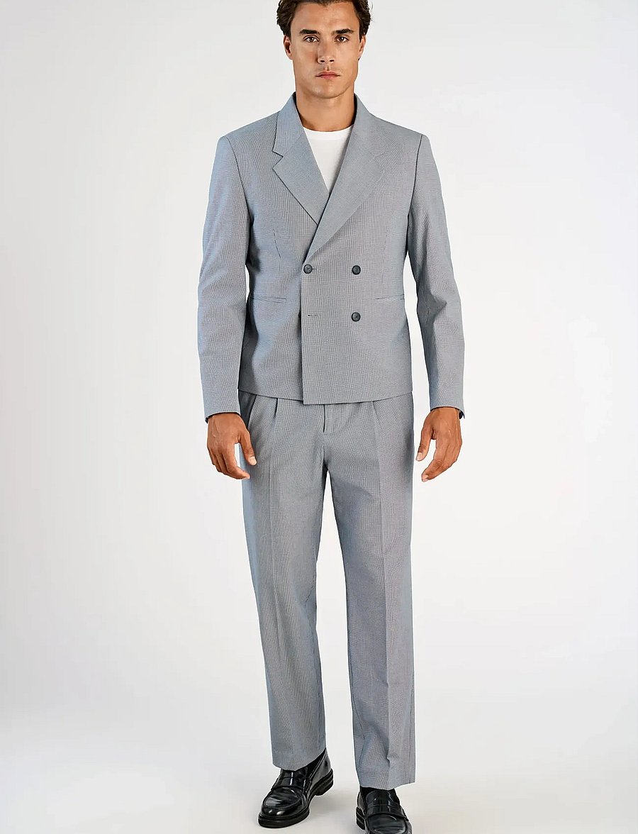 Lindbergh - Micro houndtooth suit cropped - jakkesæt - dk blue - 0