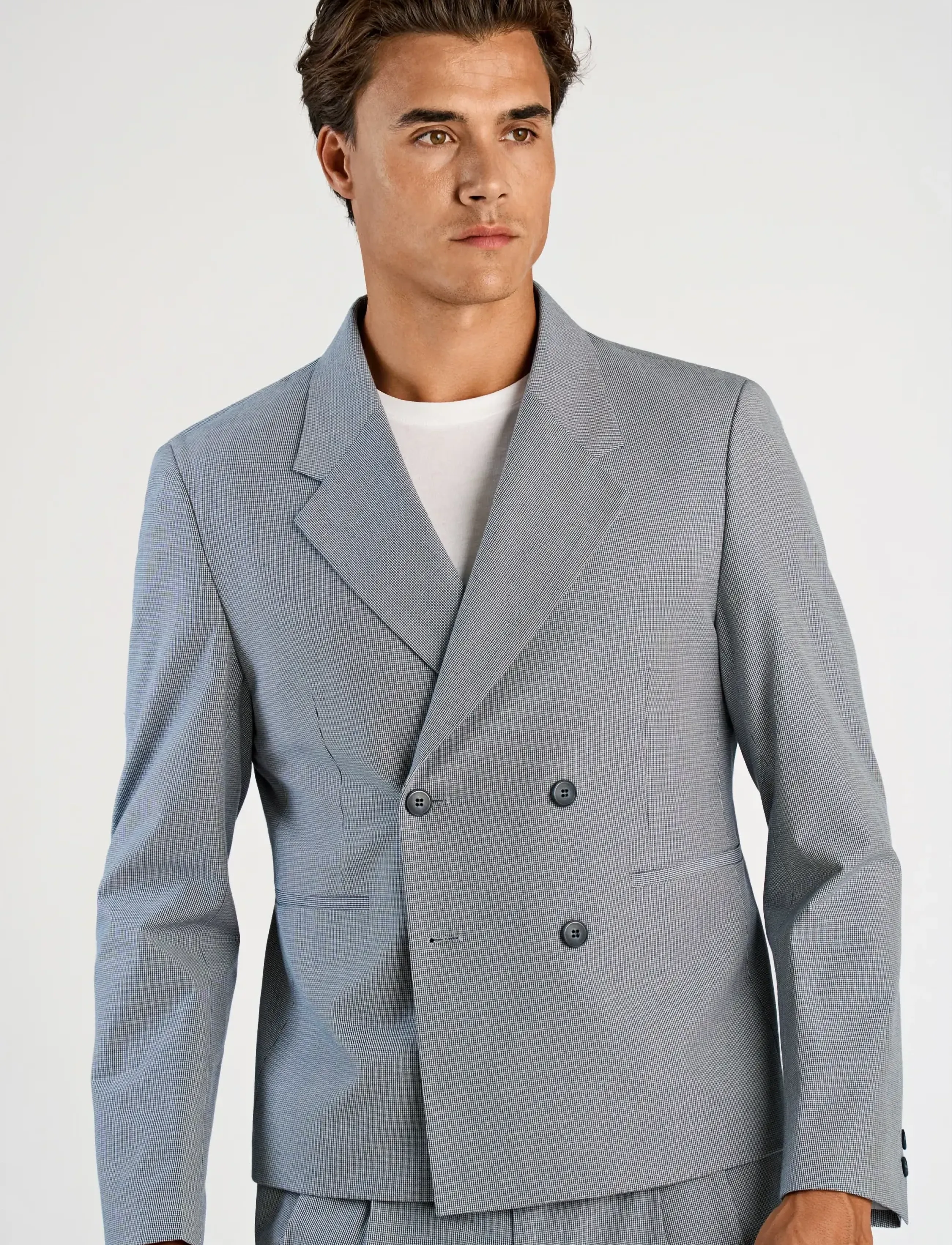 Lindbergh - Micro houndtooth suit cropped - dobbeltradede jakkesæt - dk blue - 5