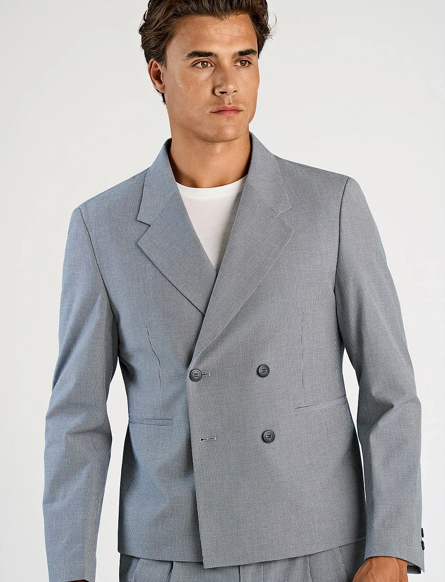 Lindbergh - Micro houndtooth suit cropped - jakkesæt - dk blue - 5