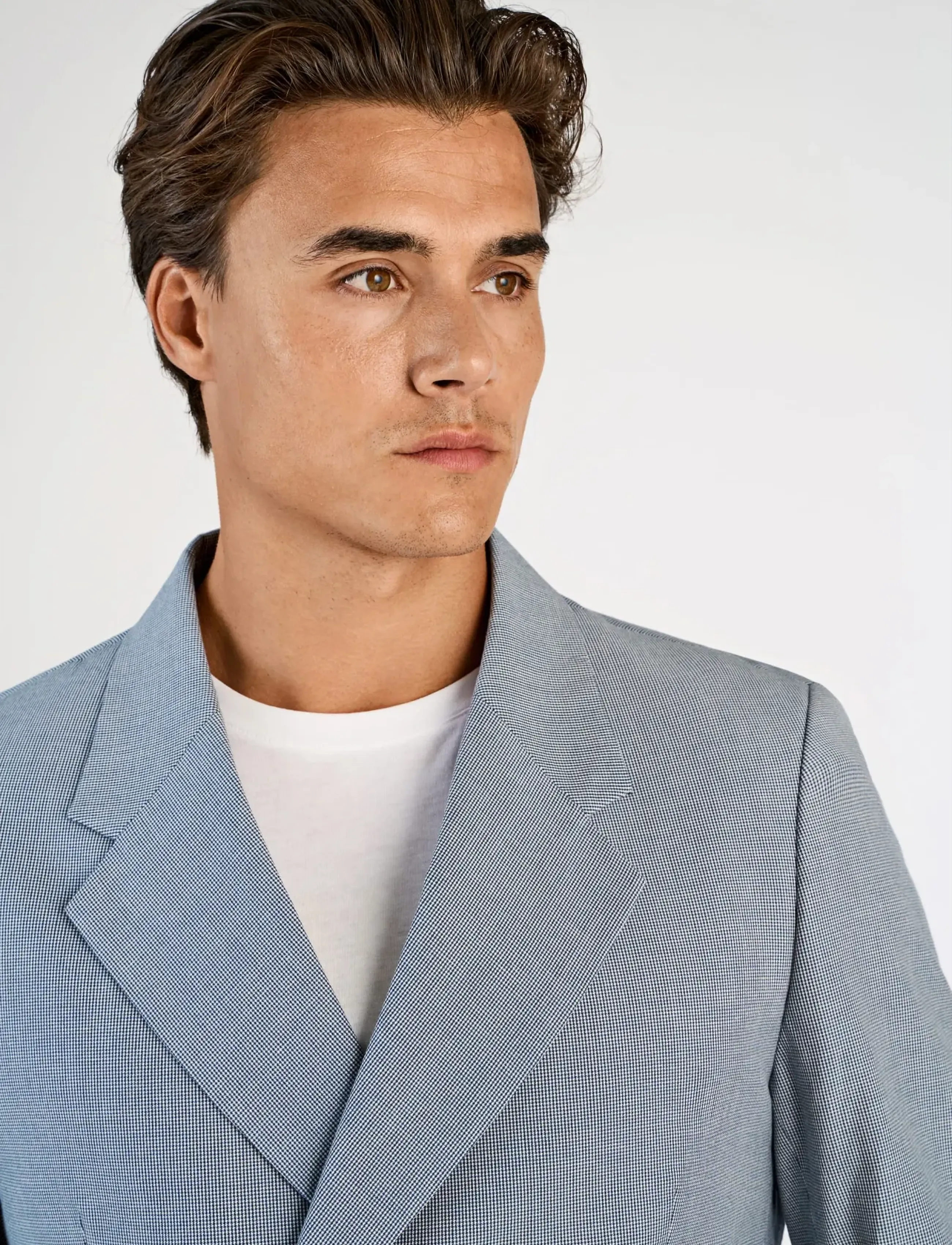 Lindbergh Micro houndtooth suit cropped - Riided - DK BLUE / grey