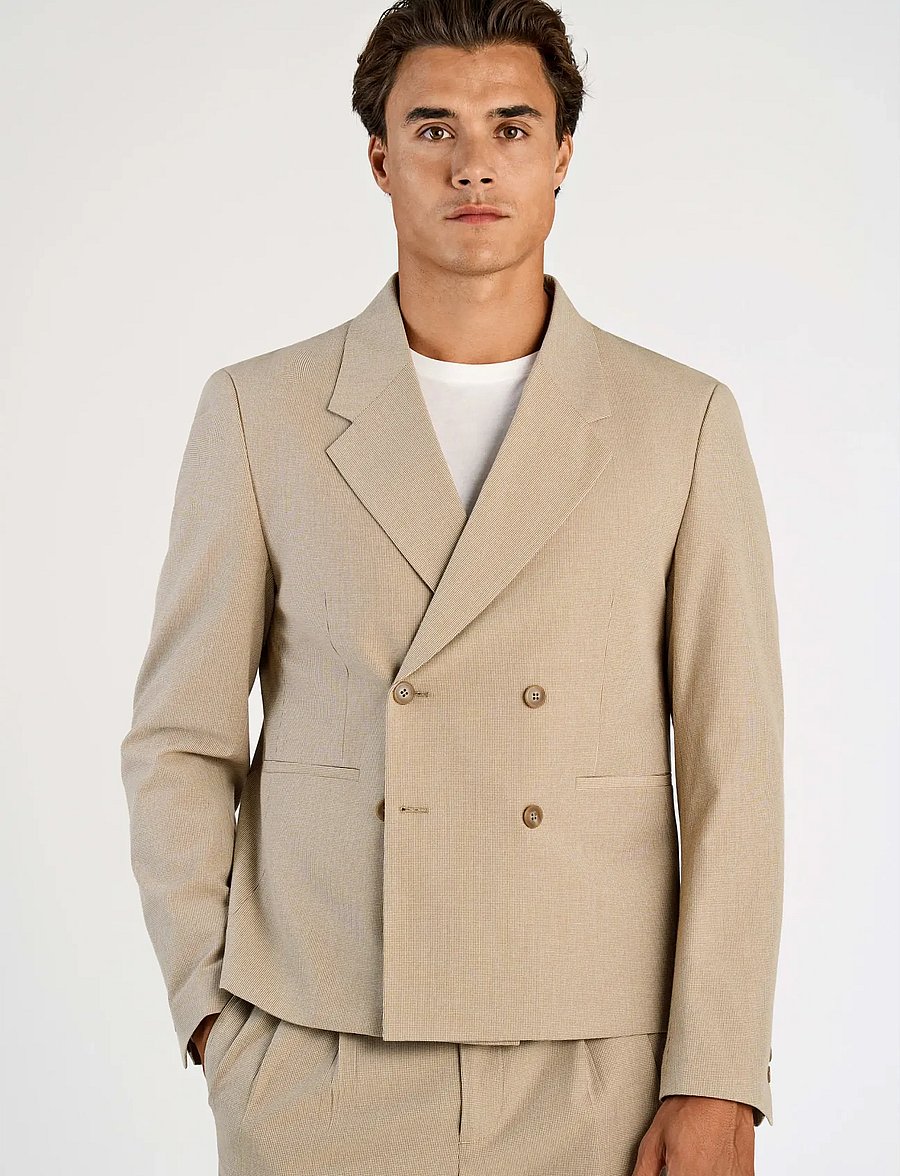 Lindbergh - Micro houndtooth suit cropped - jakkesæt - sand - 5