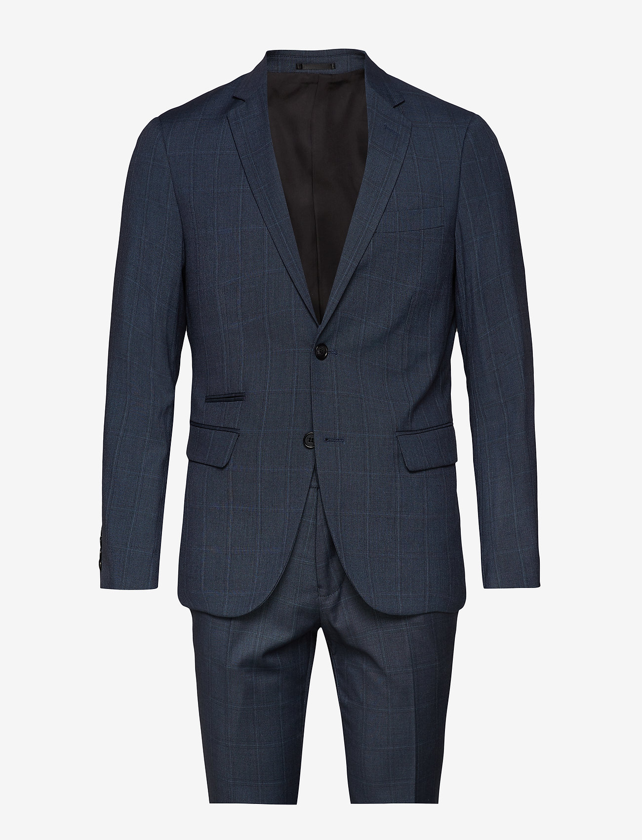Lindbergh - Checked mens suit - kostymer - blue check - 0