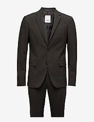 Lindbergh - Plain mens suit - normal lenght - double breasted suits - army mel - 0