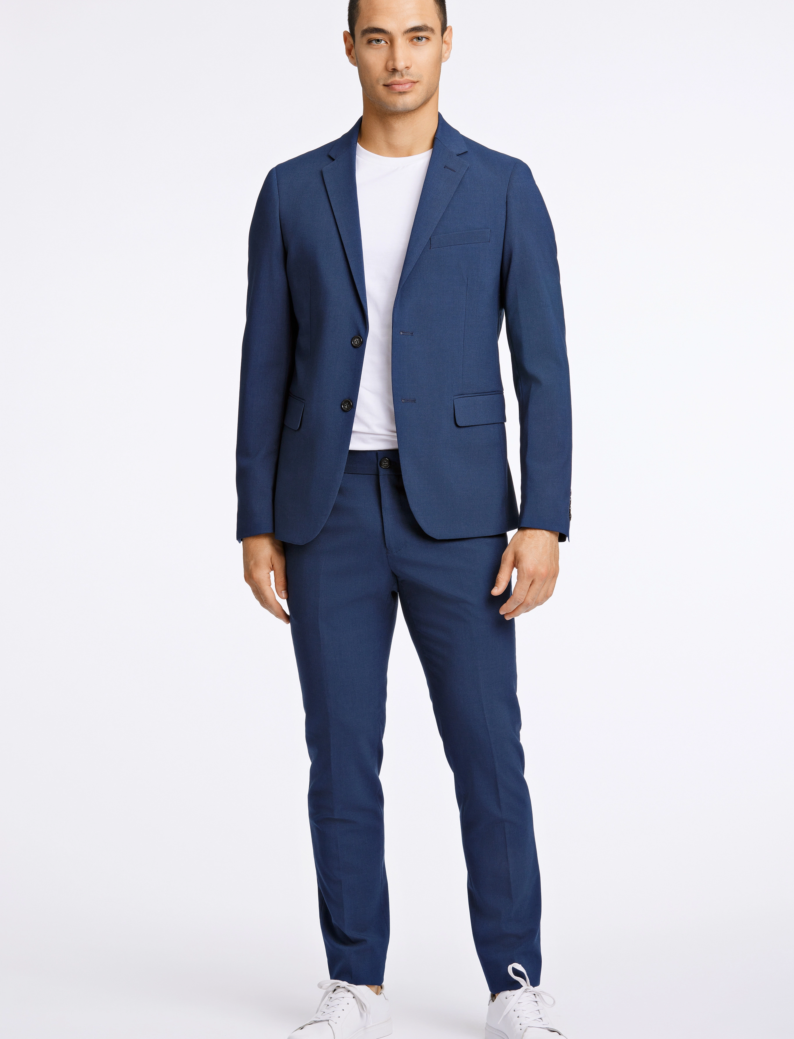 Lindbergh - Plain mens suit - normal length - einreiher - blue mel - 1