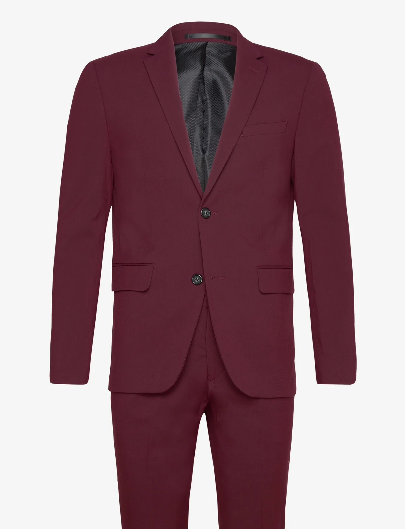 Lindbergh - Plain mens suit - normal lenght - dobbeltradede jakkesæt - bordeaux mel - 0