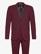 Plain mens suit - normal lenght - BORDEAUX MEL