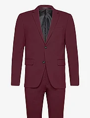 Lindbergh - Plain mens suit - normal lenght - double breasted suits - bordeaux mel - 0