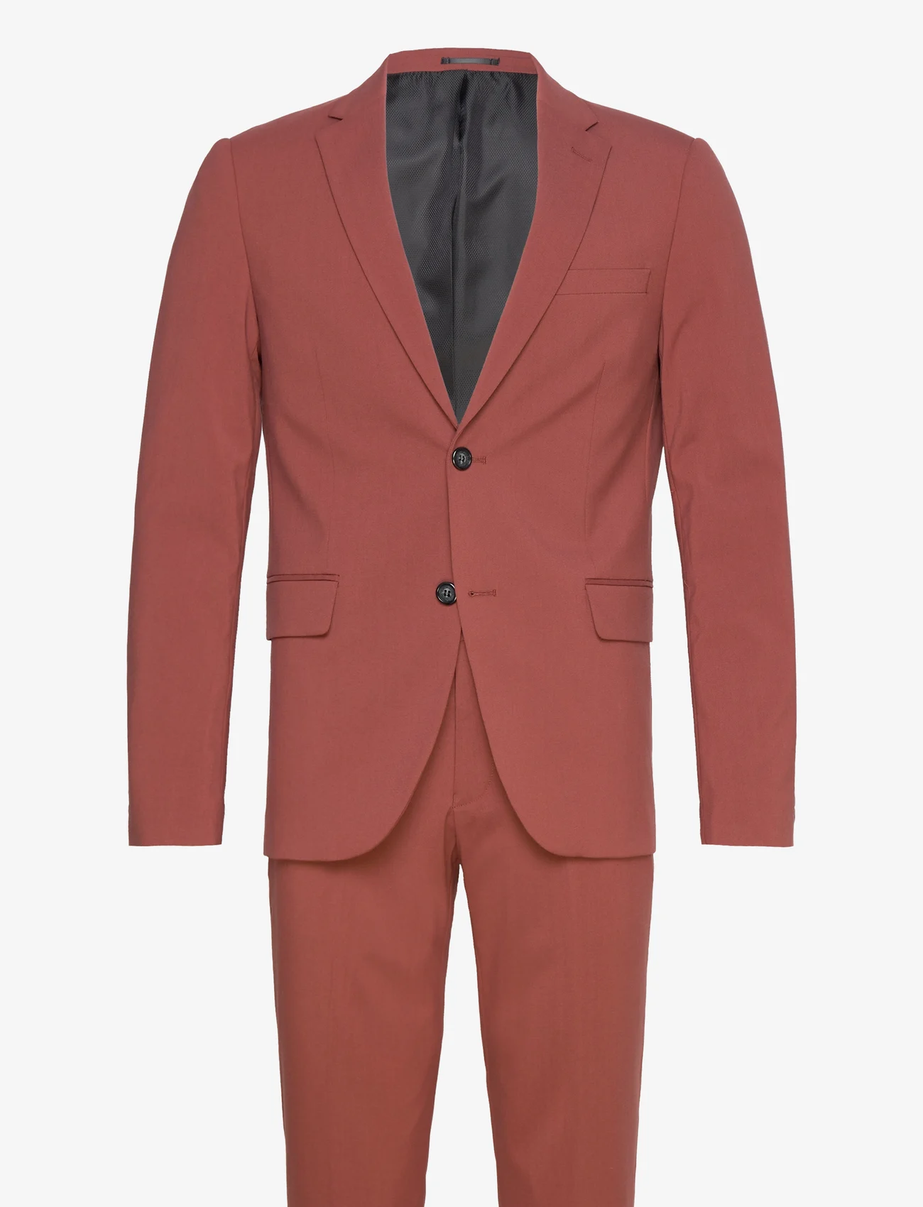 Lindbergh - Plain mens suit - normal lenght - zweireiher anzüge - burnt clay - 0
