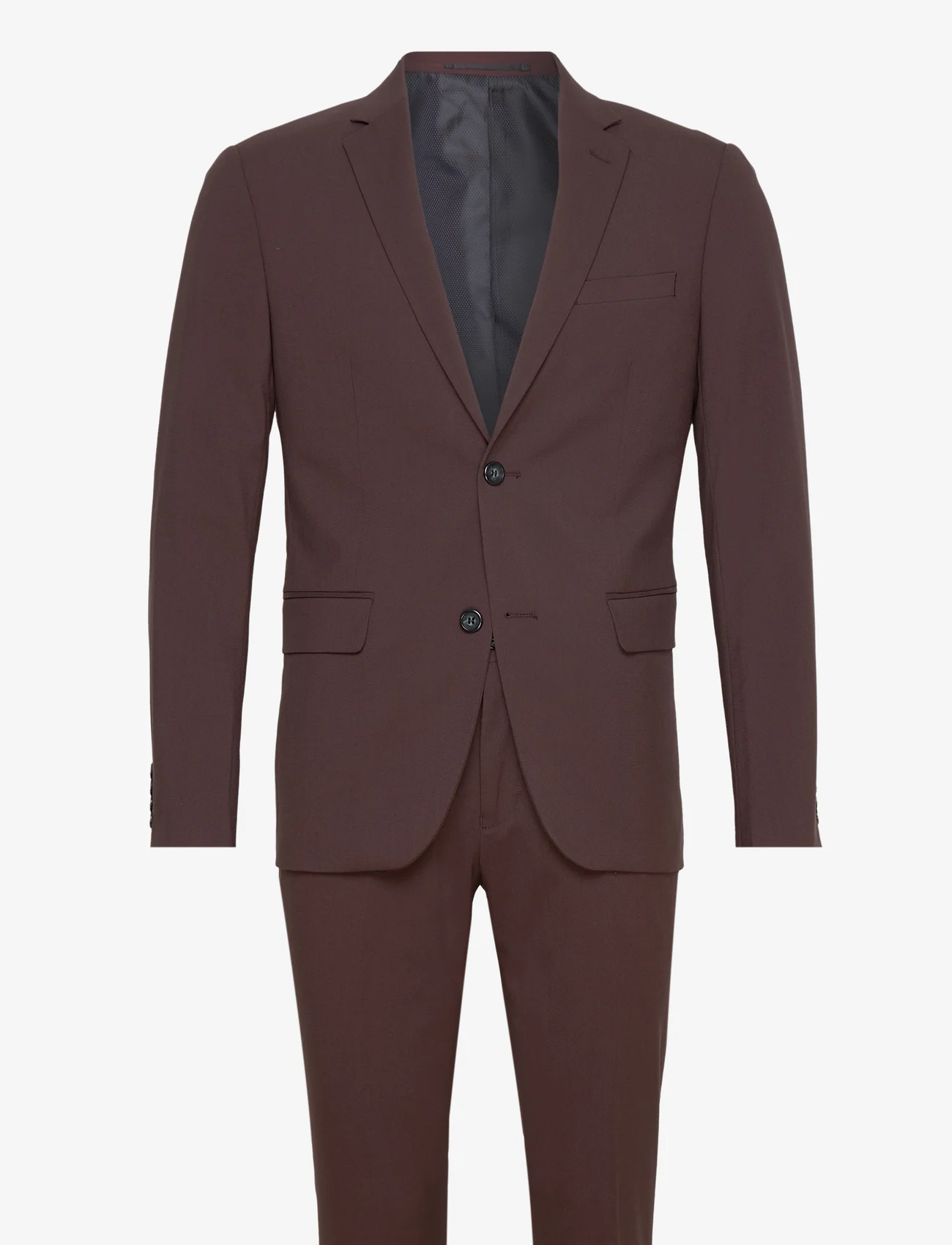 Lindbergh - Plain mens suit - normal lenght - dubbelknäppta kostymer - deep bordeaux - 0