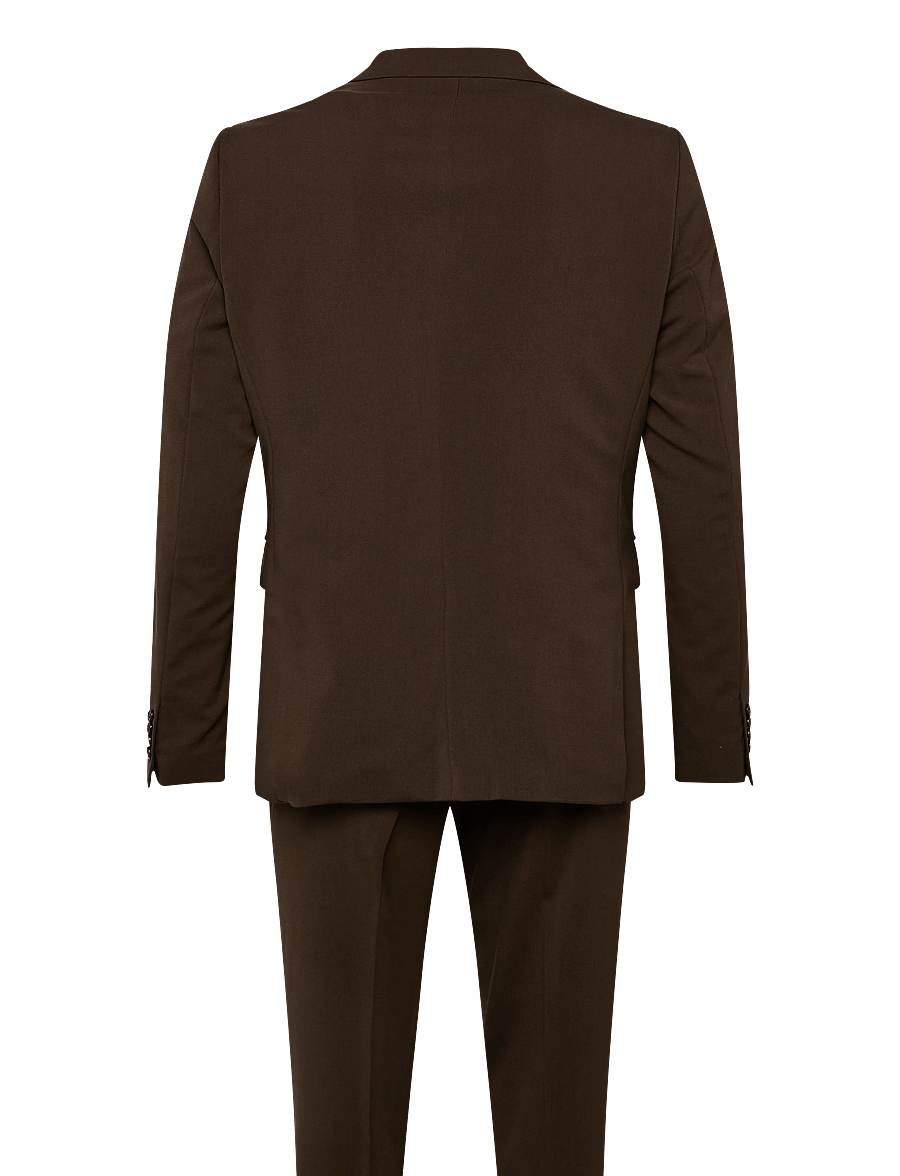 Lindbergh - Plain mens suit - normal length - einreiher - deep brown - 2