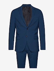 Lindbergh - Plain mens suit - zweireiher anzüge - dk blue - 0