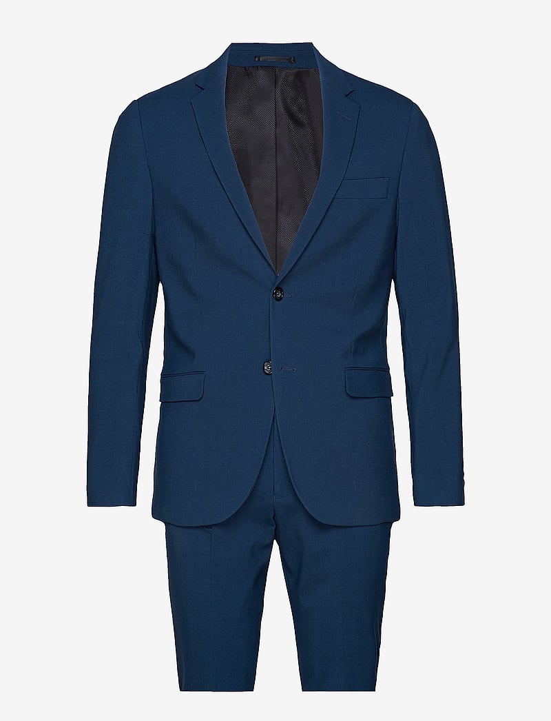 Lindbergh - Plain mens suit - normal length - enkeltradede blazere - dk blue - 1