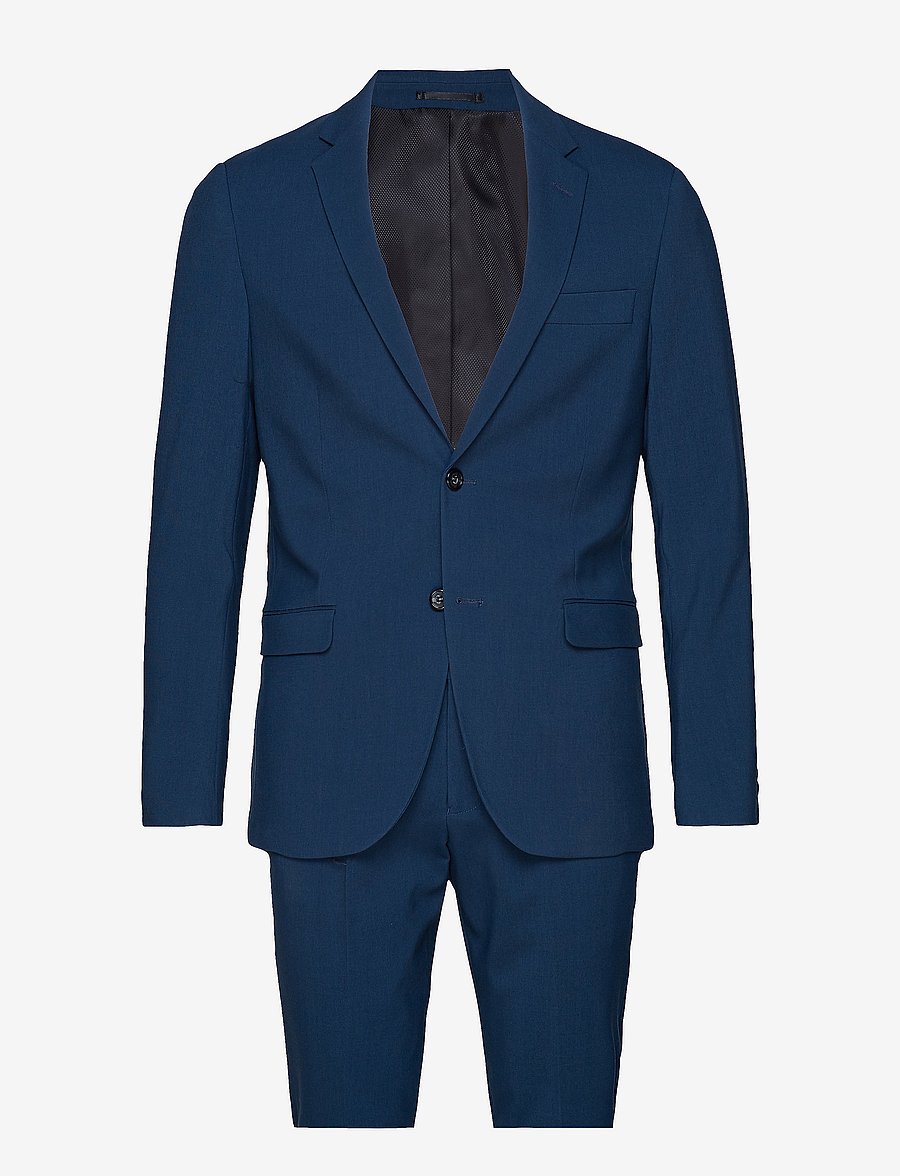 Lindbergh - Plain mens suit - normal length - einreiher - dk blue - 1