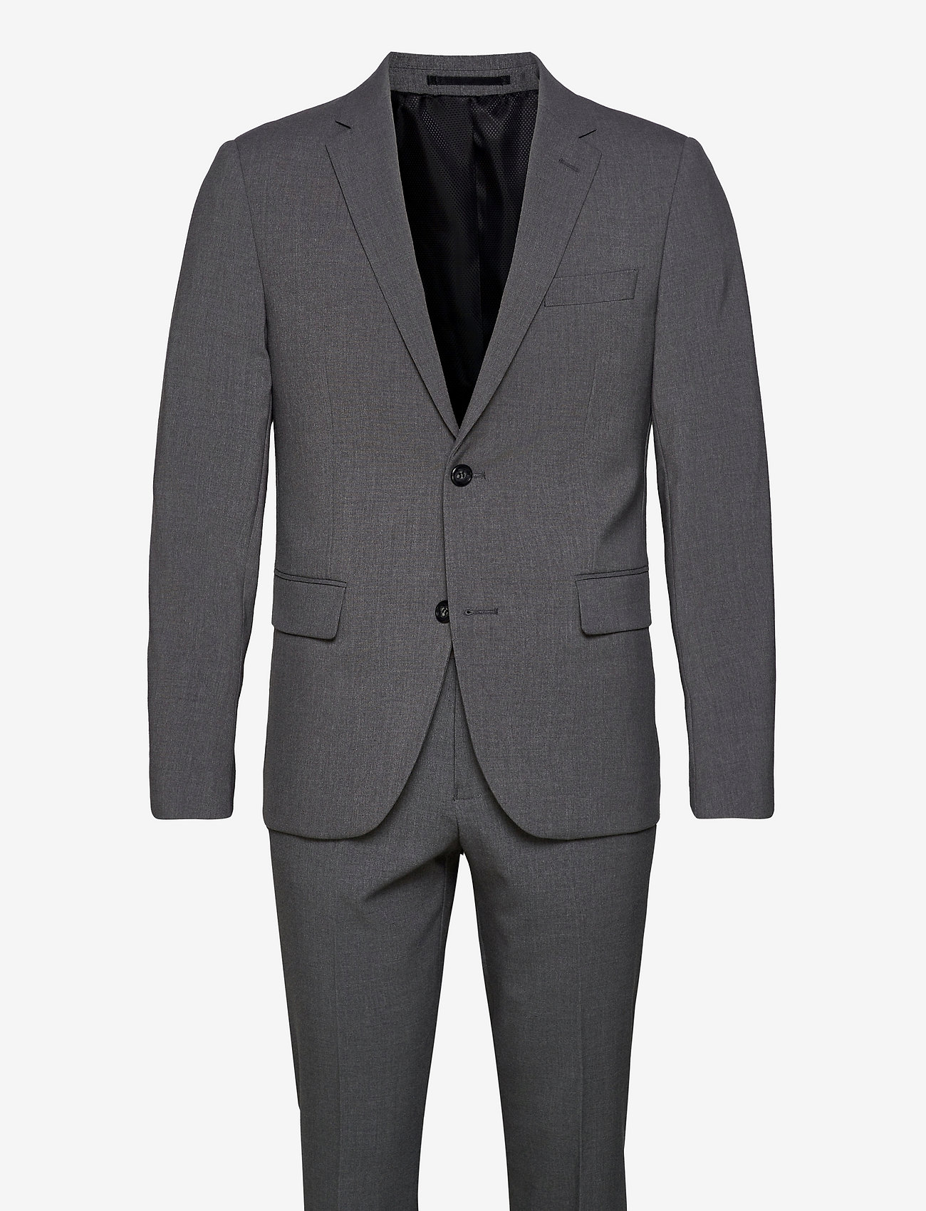 Lindbergh - Plain mens suit - zweireiher anzüge - grey mix - 0