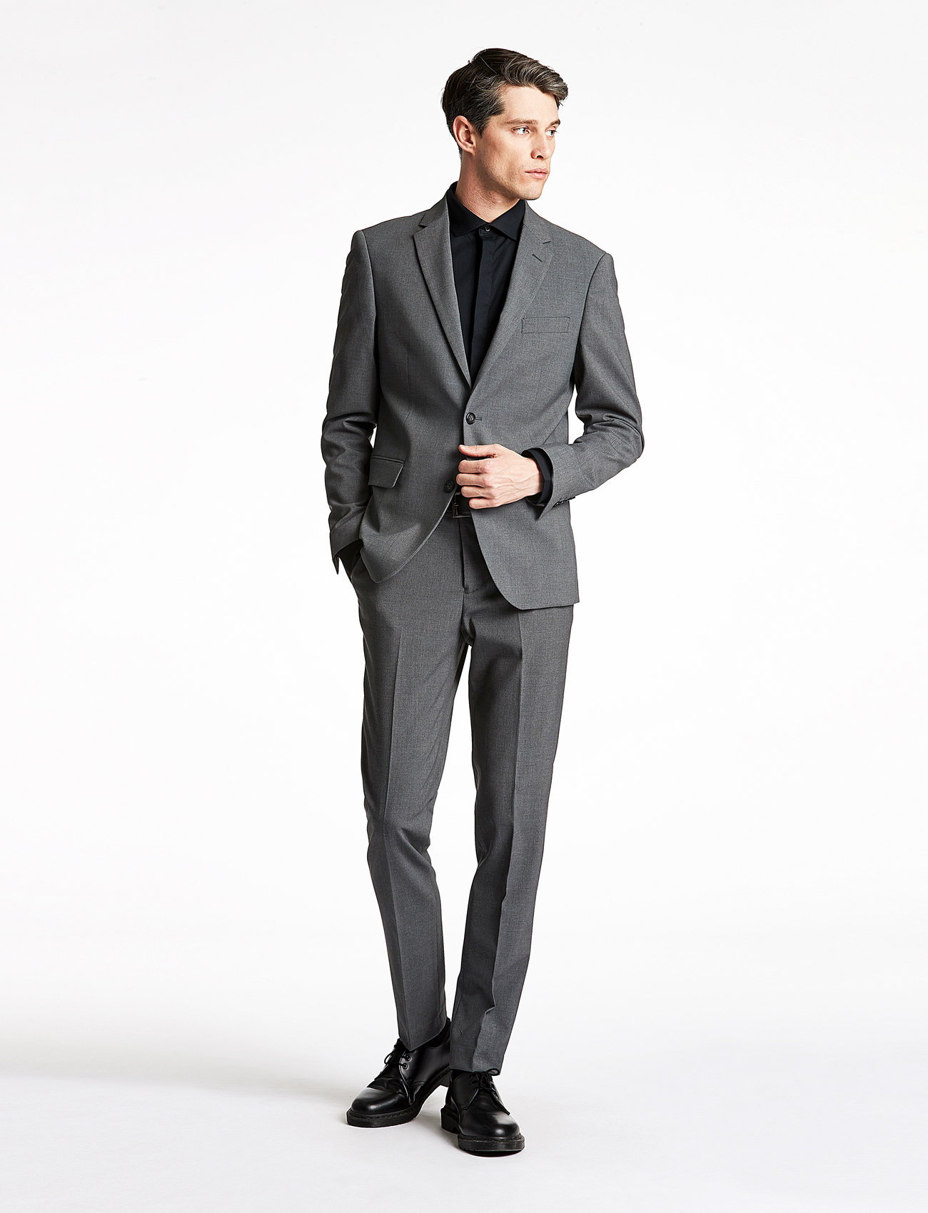 Lindbergh - Plain mens suit - normal lenght - nordic style - grey mix - 0