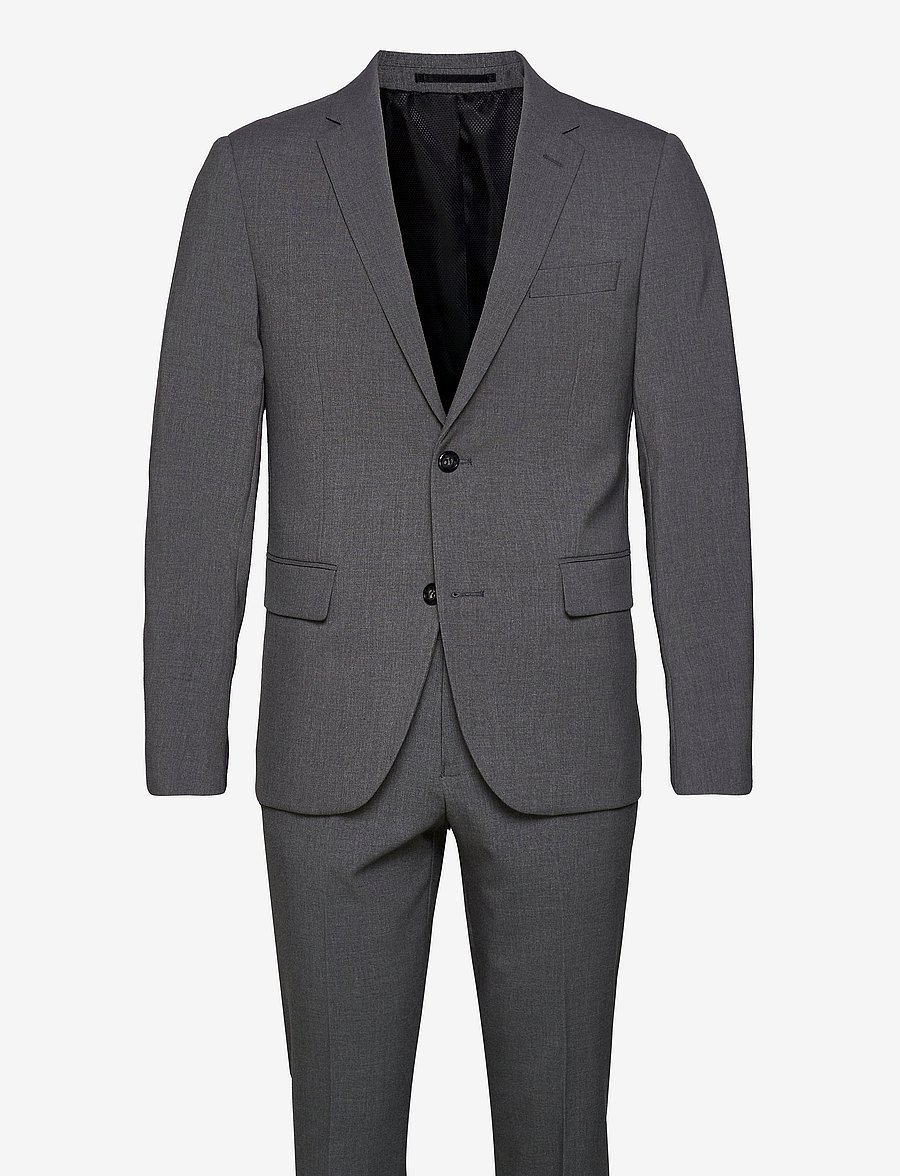 Lindbergh - Plain mens suit - normal length - einreiher - grey mix - 1