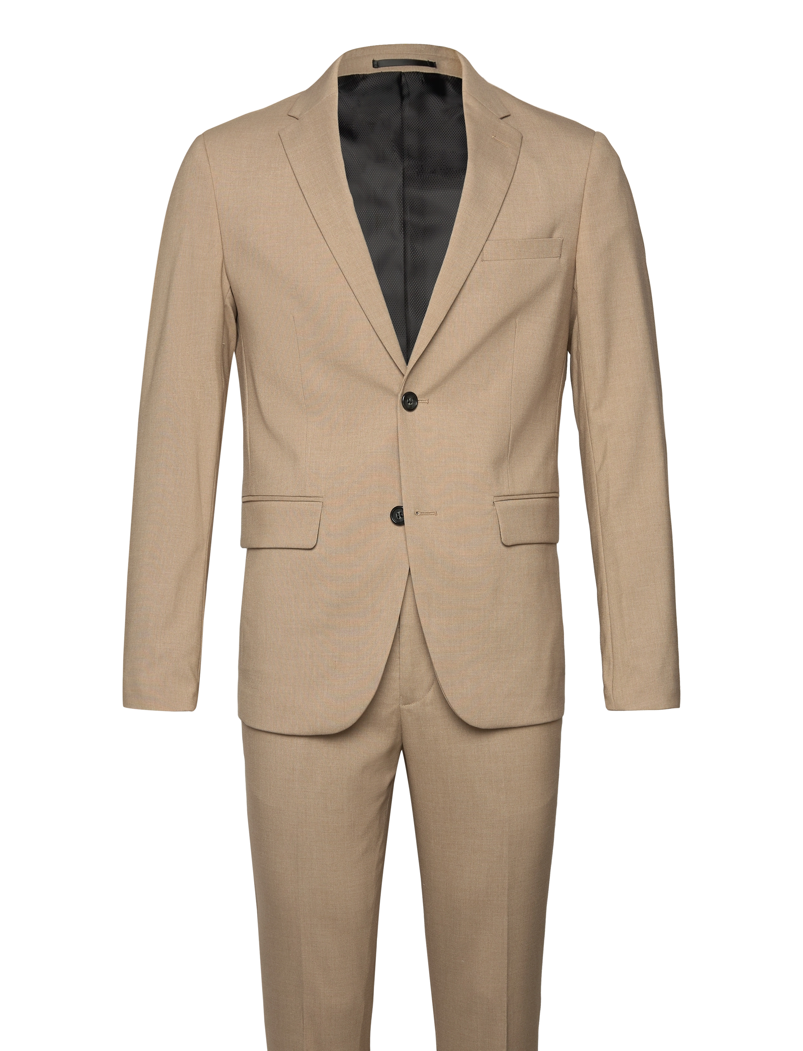 LINDBERGH Plain Mens Anzug - Normal Length Beige - 56 - Herren
