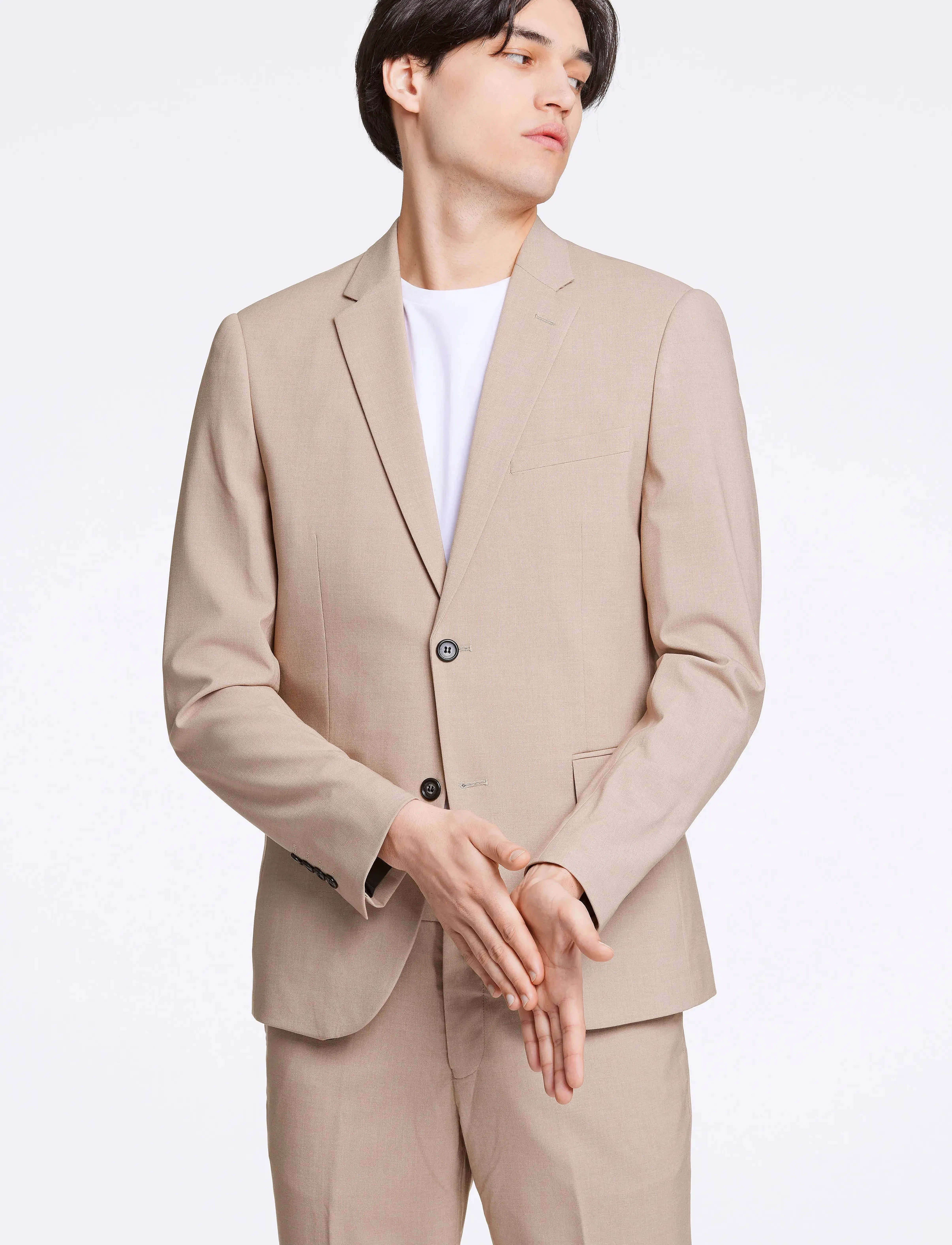 Lindbergh - Plain mens suit - normal length - enkelknäppta kavajer - lt beige mel - 5