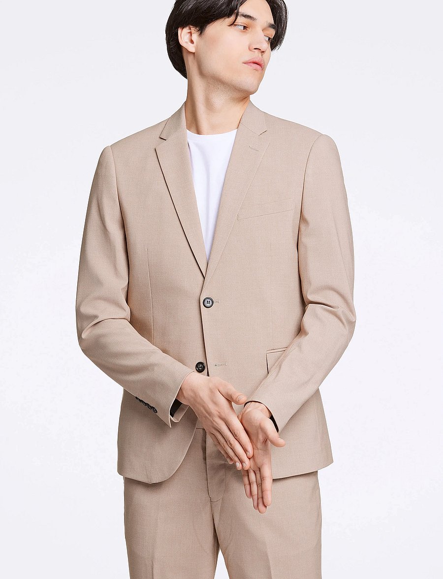 Lindbergh - Plain mens suit - normal length - einreiher - lt beige mel - 5