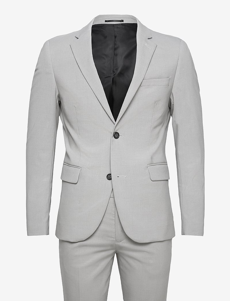 Lindbergh - Plain mens suit - normal length - enkelknäppta kavajer - lt grey mix - 1