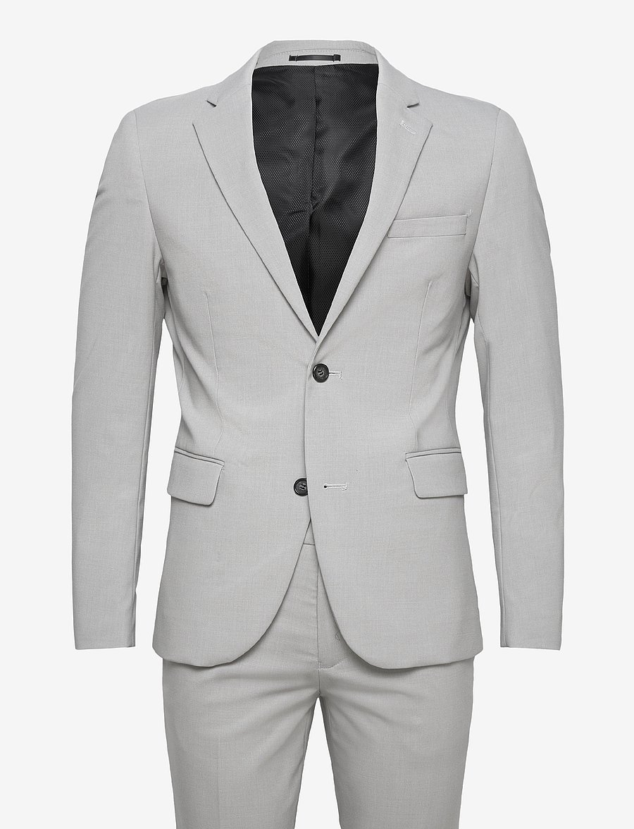 Lindbergh - Plain mens suit - normal length - einreiher - lt grey mix - 1