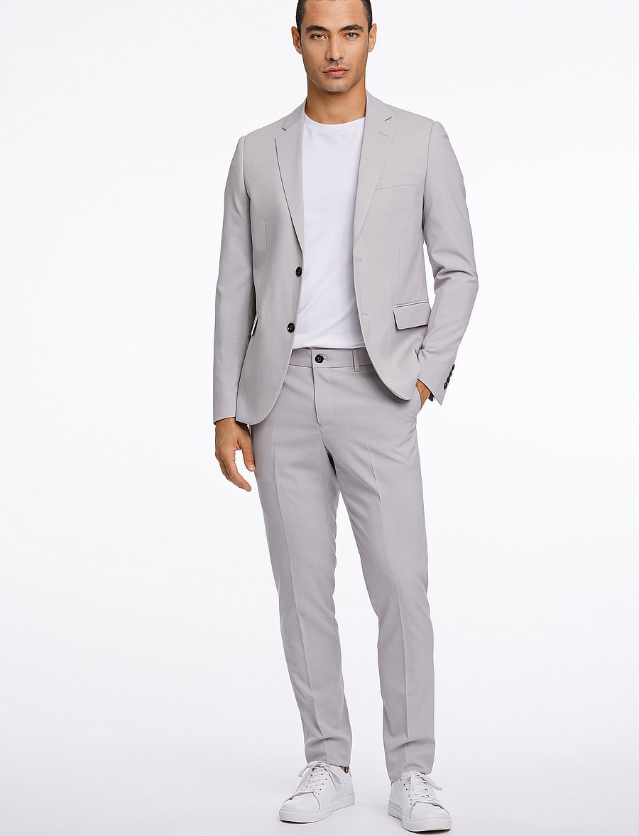 Lindbergh - Plain mens suit - normal length - einreiher - lt grey mix - 0