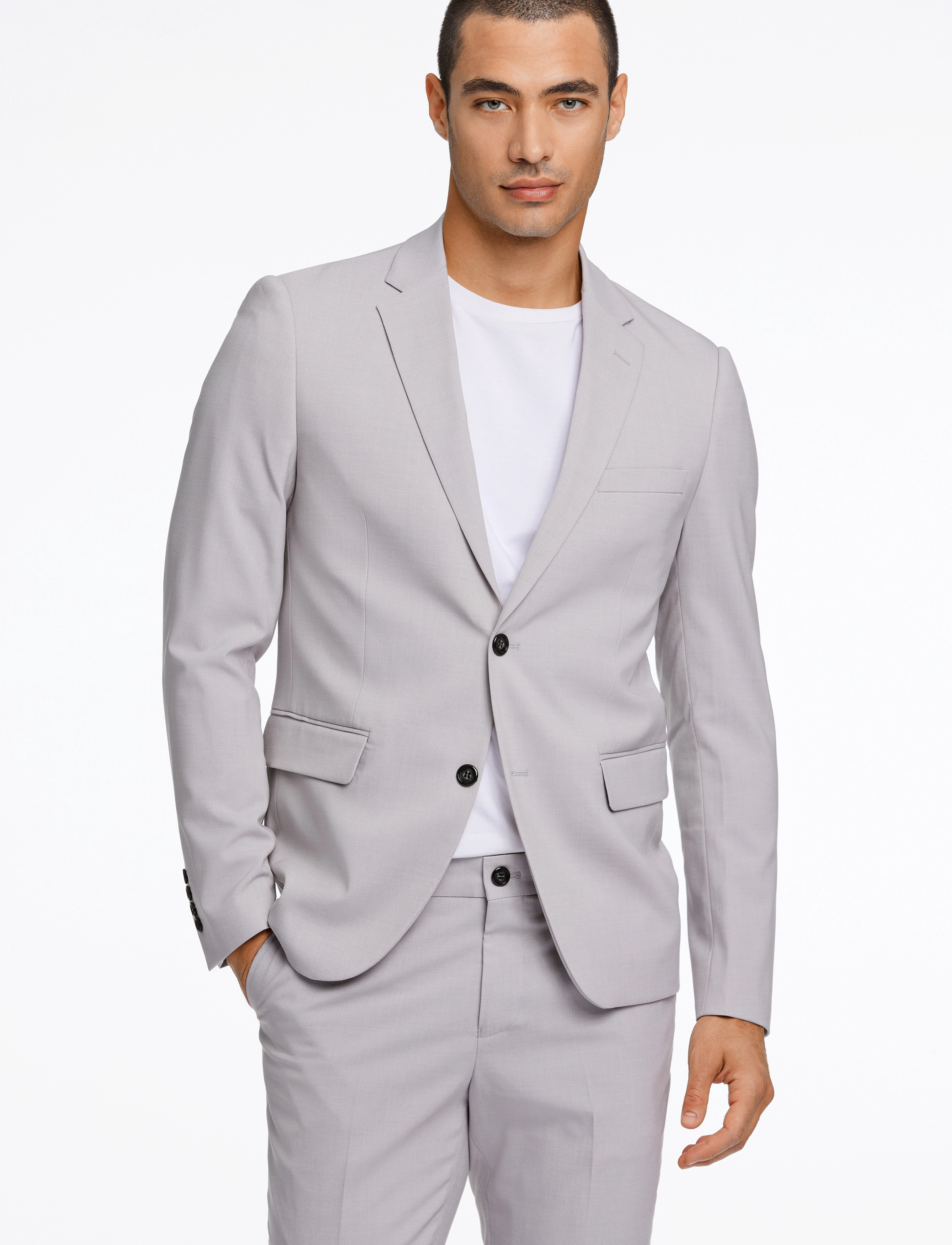 Lindbergh - Plain mens suit - normal length - einhnepptir blazerar - lt grey mix - 5
