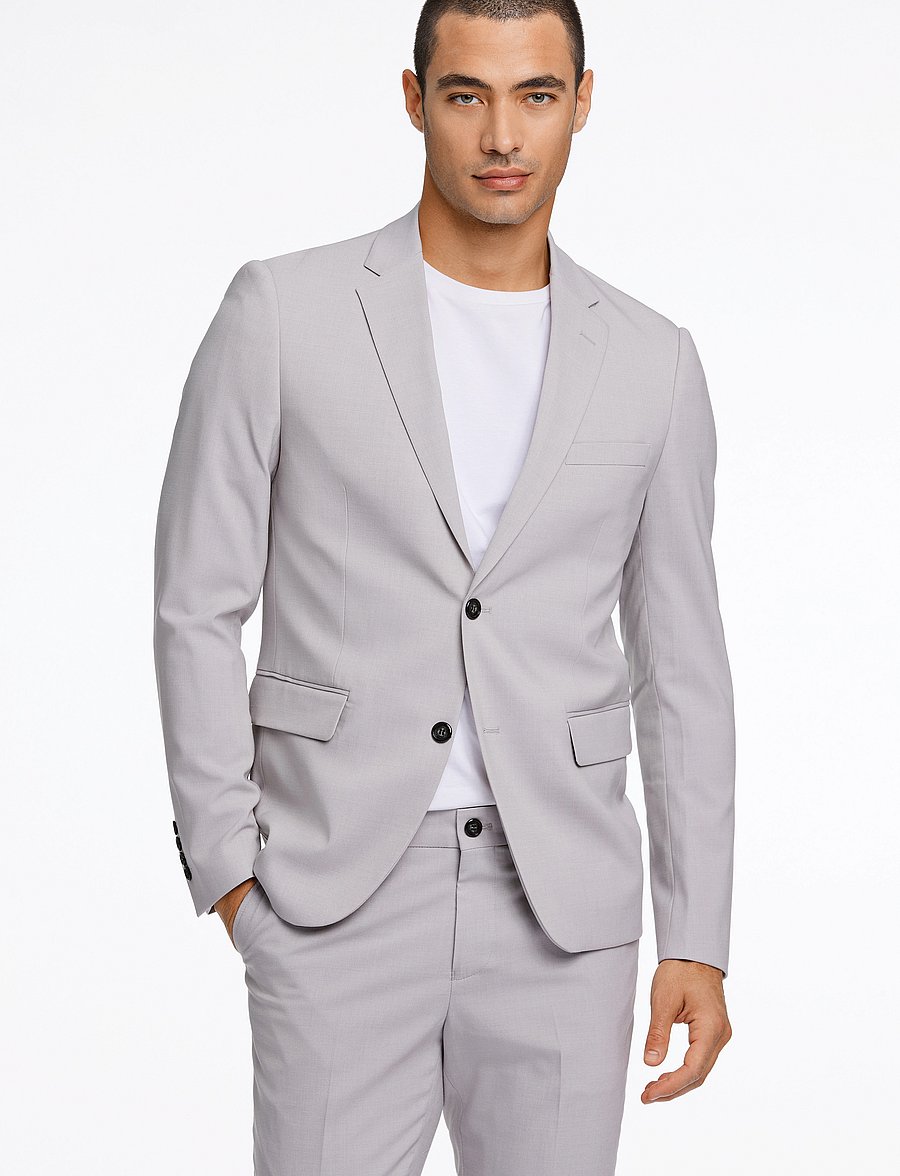 Lindbergh - Plain mens suit - normal length - einreiher - lt grey mix - 5