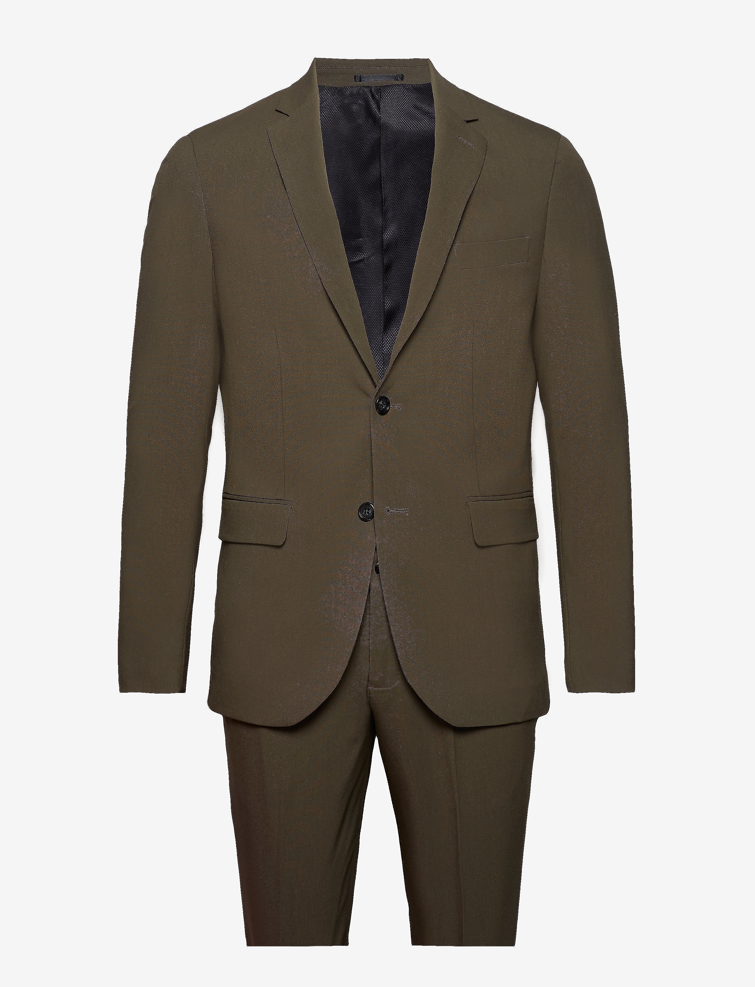 Plain mens suit - normal length - OLIVE