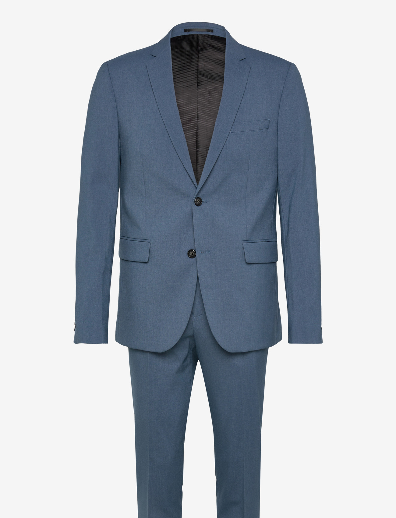 Lindbergh - Plain mens suit - normal length - einreiher - steel blue mel - 1