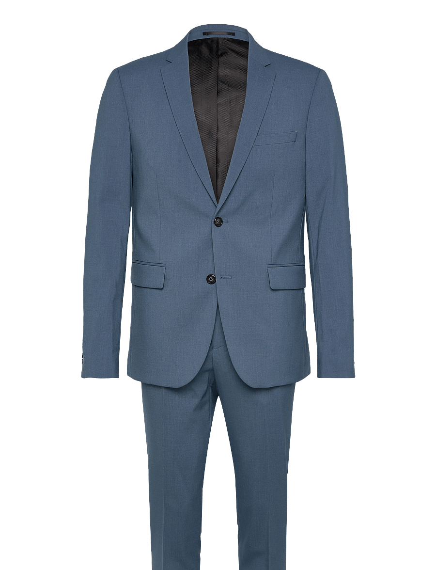 Lindbergh - Plain mens suit - normal length - einreiher - steel blue mel - 1
