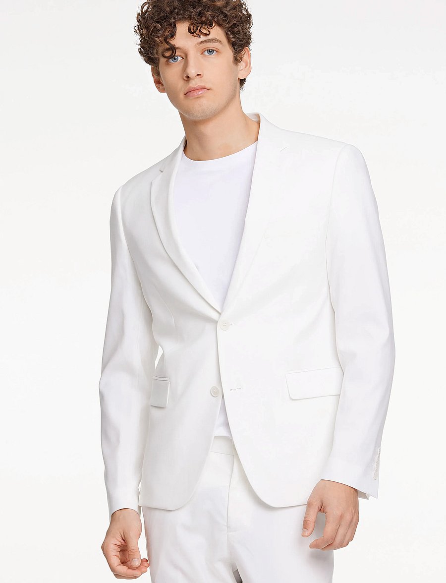 Lindbergh - Plain mens suit - normal length - einreiher - white - 0