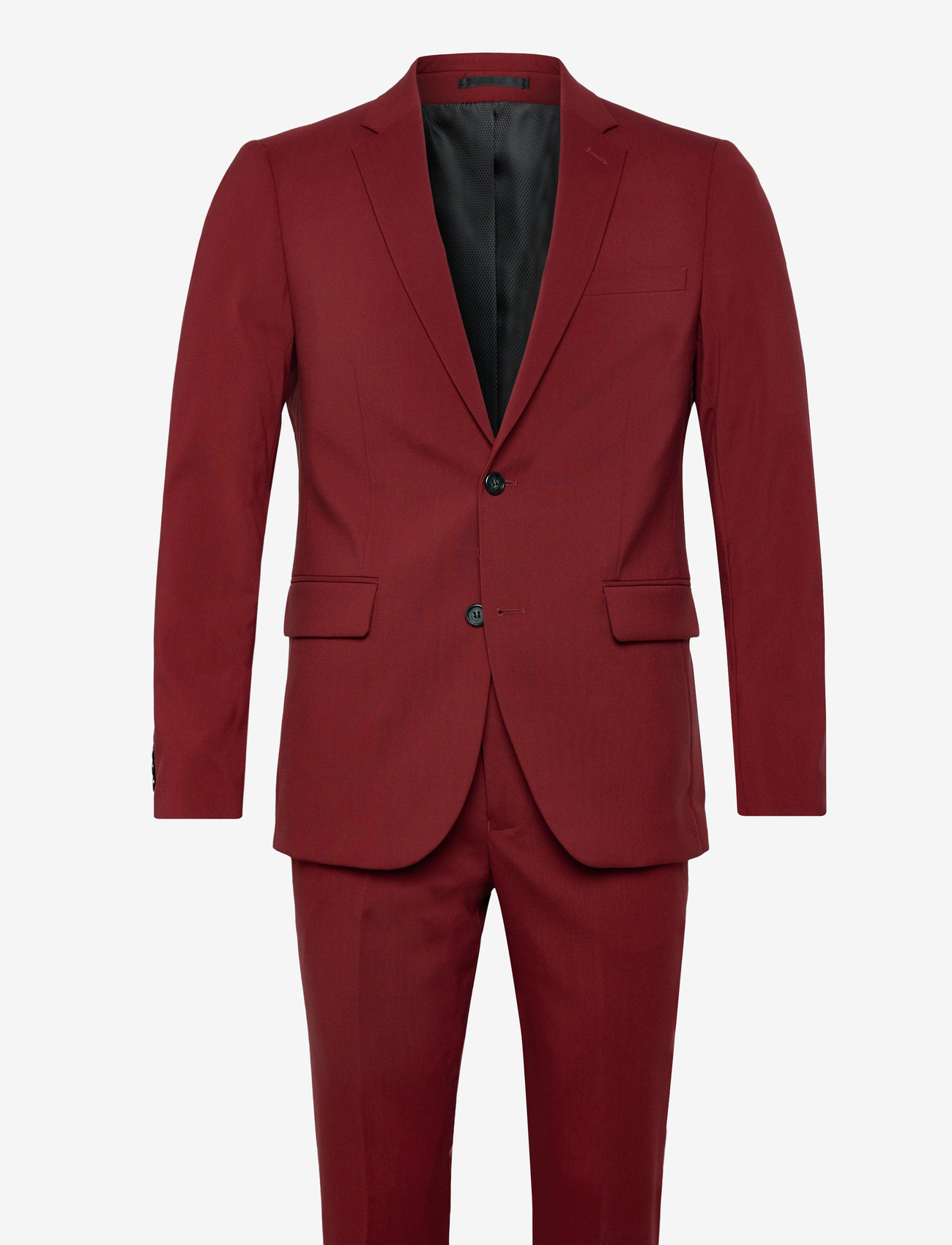 Lindbergh - Plain mens suit - normal length - enkelknäppta kavajer - wine - 0