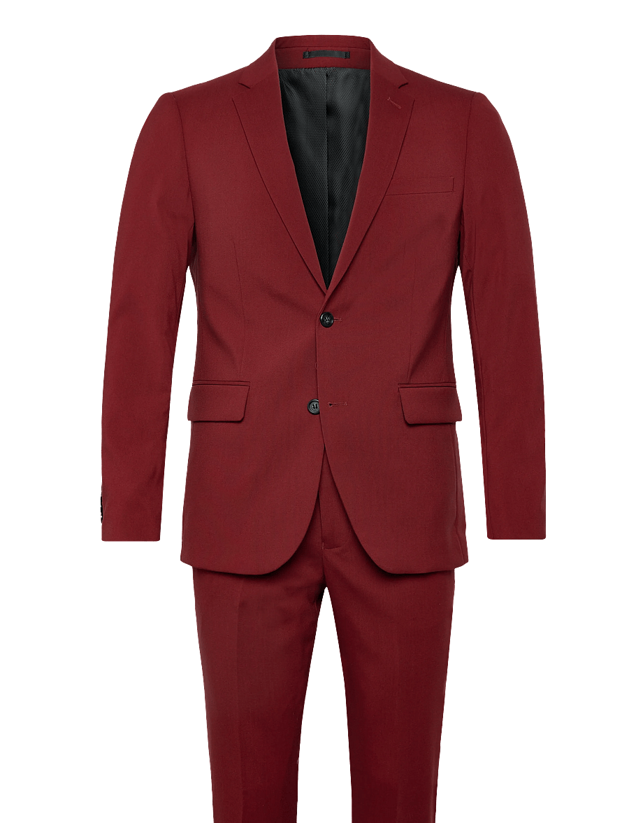 Lindbergh - Plain mens suit - normal length - single breasted blazers - wine - 1