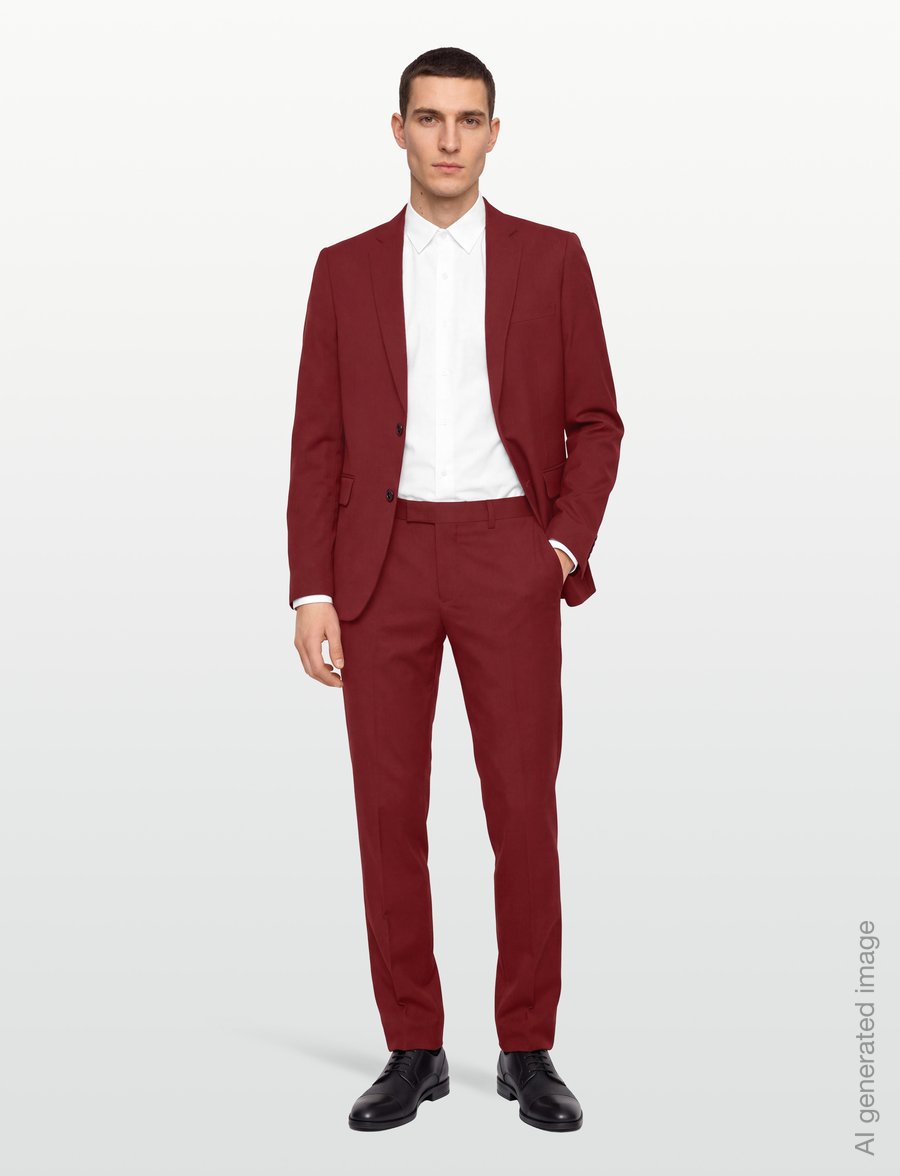 Lindbergh - Plain mens suit - normal length - einreiher - wine - 0