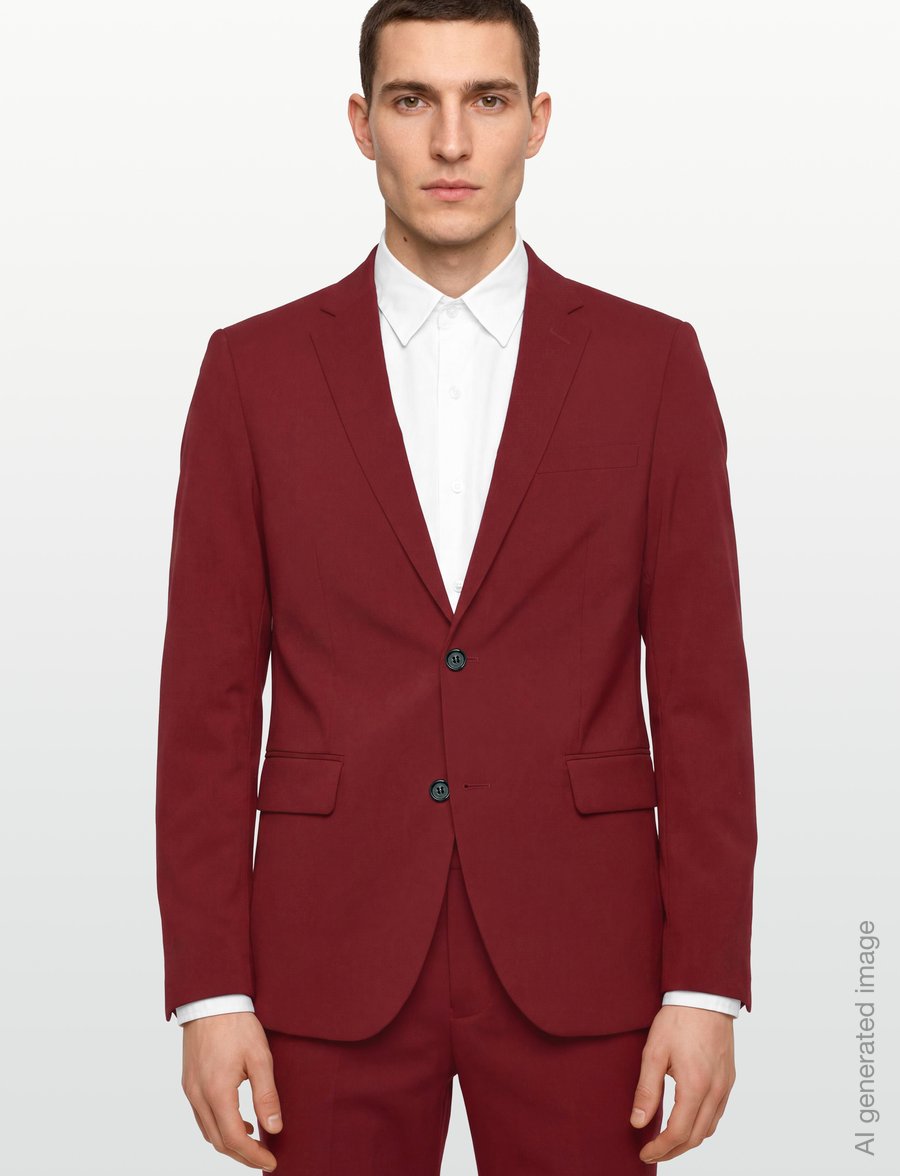 Lindbergh - Plain mens suit - normal length - einreiher - wine - 5