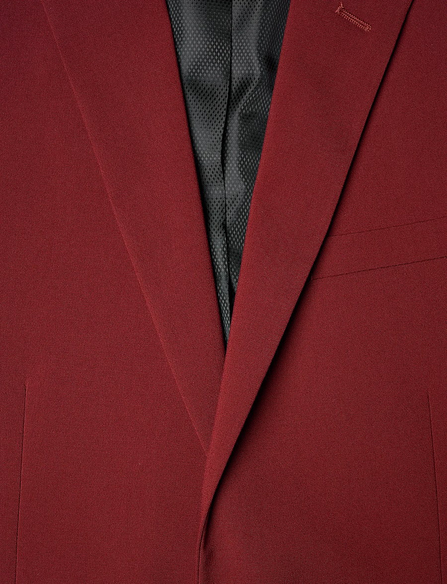 Lindbergh - Plain mens suit - normal length - vienaeiliai švarkai - wine - 4
