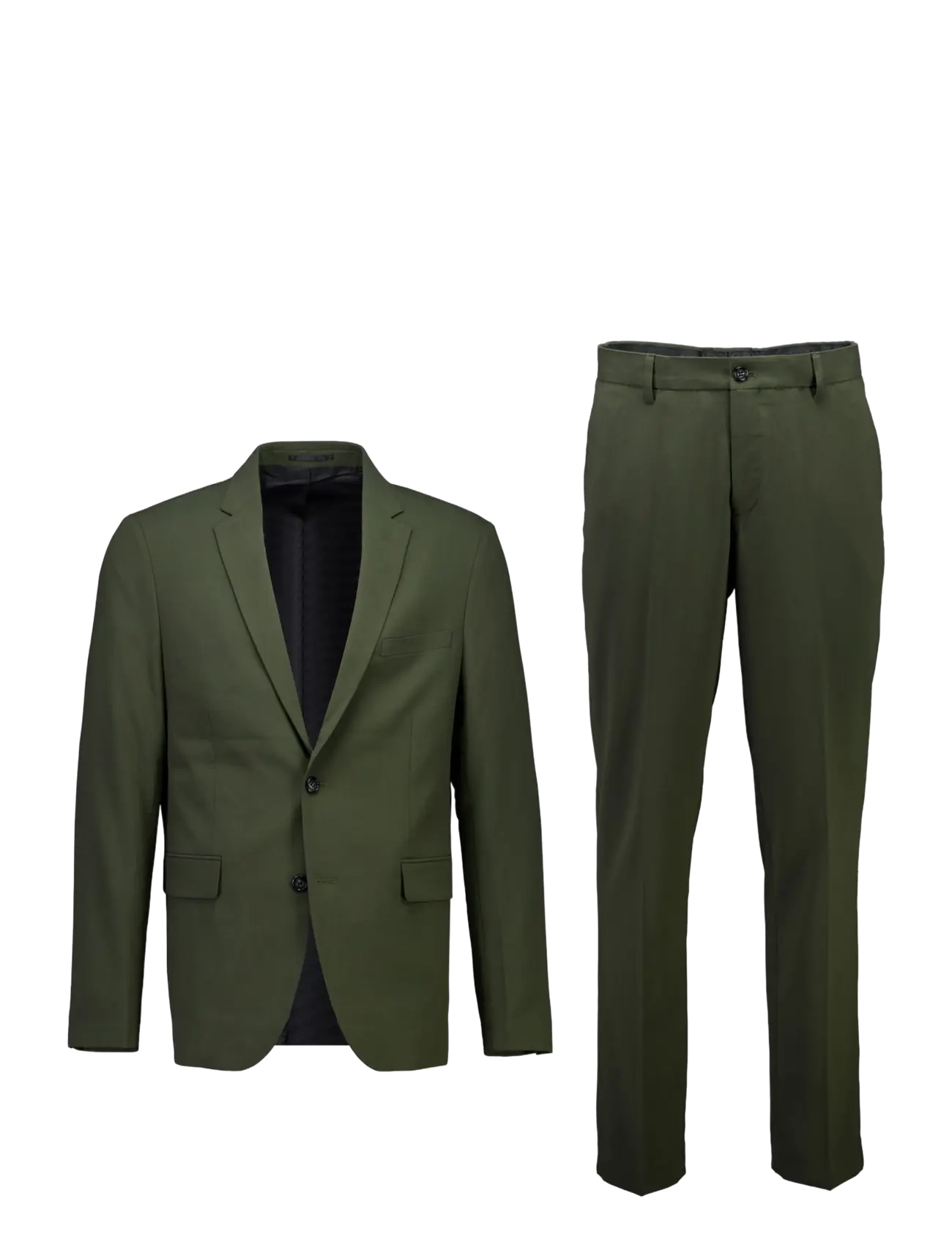 Lindbergh Plain mens suit - normal length - Sakkos - WOOD GREEN / khaki/green