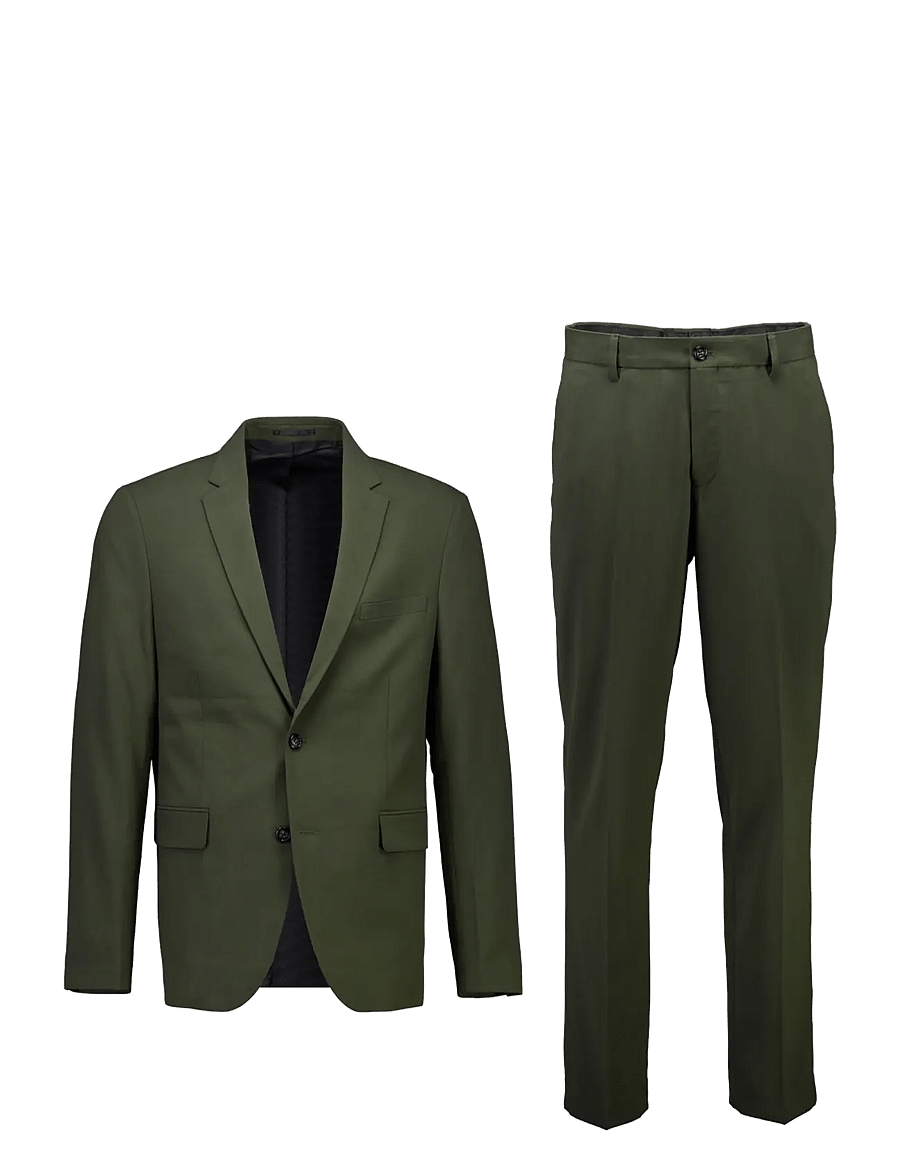 Lindbergh - Plain mens suit - normal length - einreiher - wood green - 0