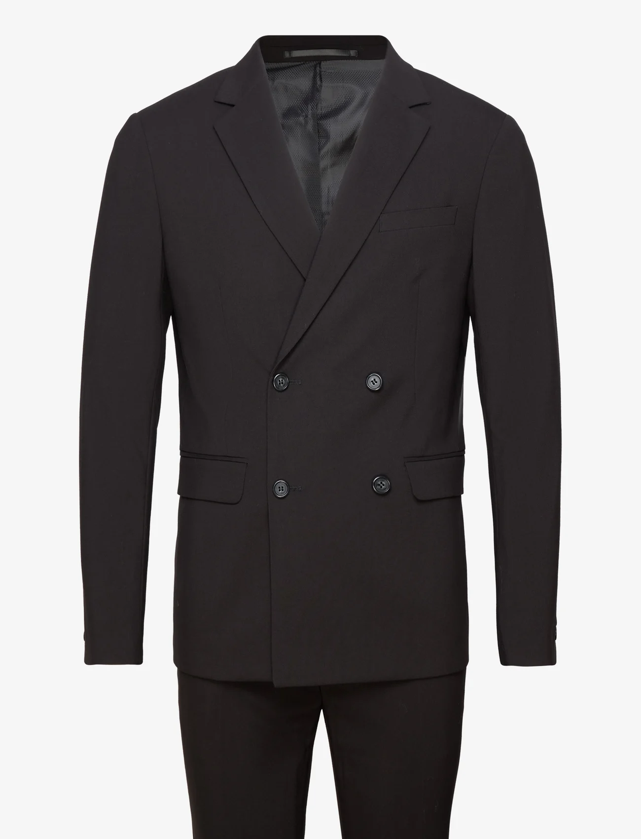Lindbergh - Plain DB mens suit - normal lenght - double breasted suits - black - 0