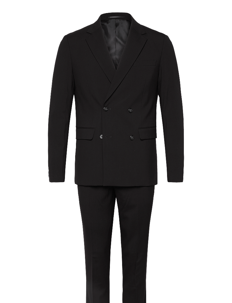 Lindbergh - Plain DB mens suit - normal length - dobbeltradede blazere - black - 1
