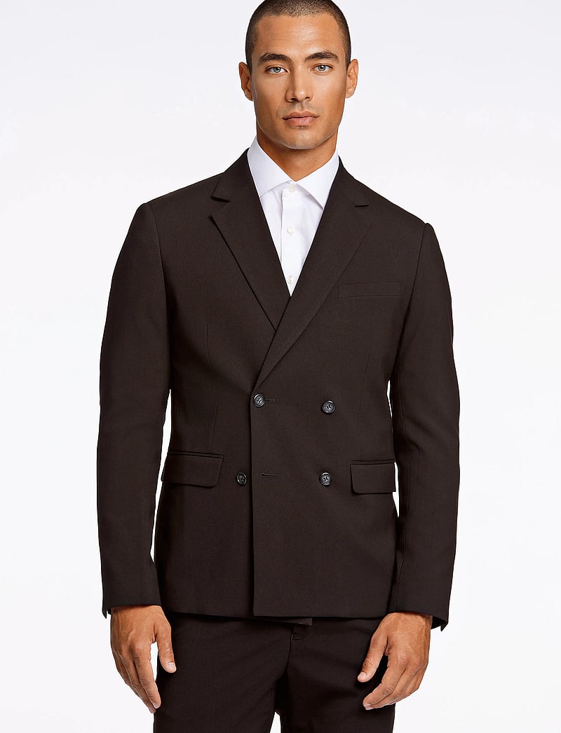 Lindbergh - Plain DB mens suit - normal length - dobbeltradede blazere - black - 5