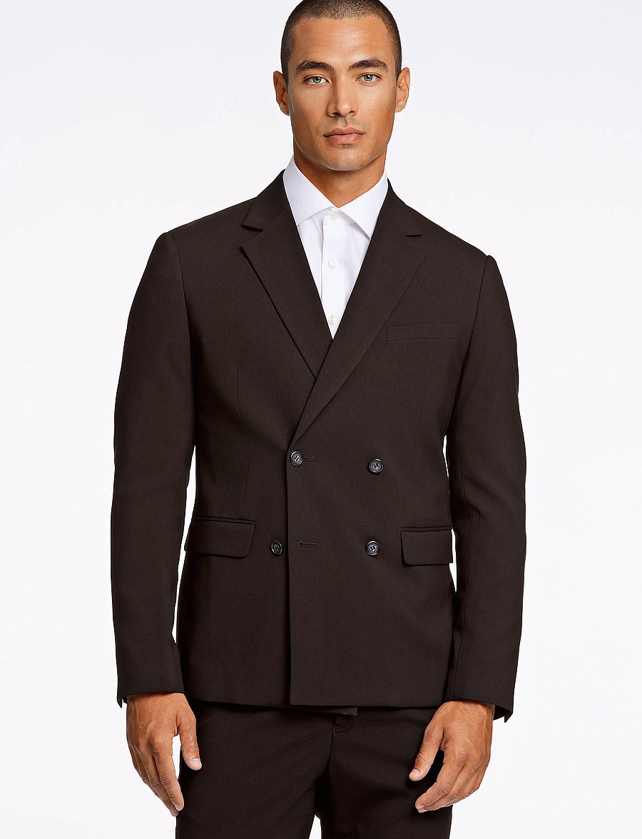 Lindbergh - Plain DB mens suit - normal length - dubbelknäppta kavajer - black - 5