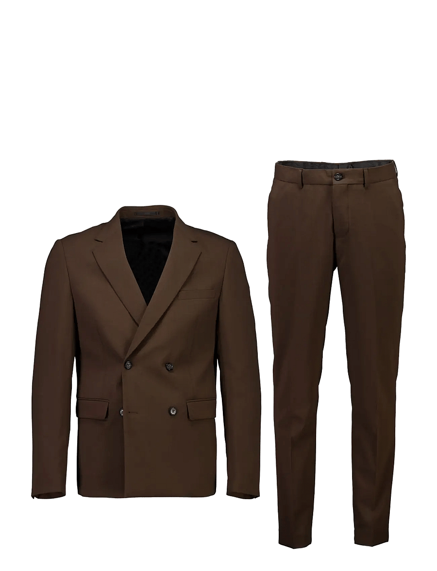 Lindbergh - Plain DB mens suit - normal length - zweireiher - deep brown - 1